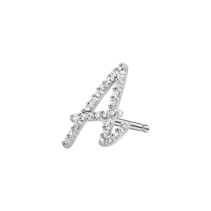 Diamond Pave Script Letter Stud - Lotus Diamond