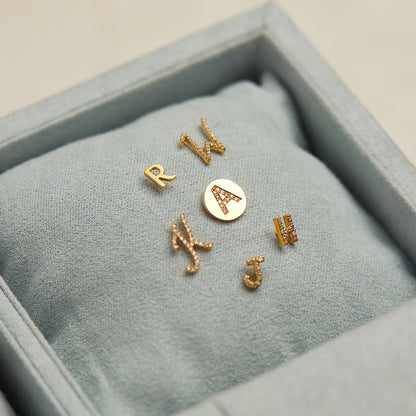 Diamond Pave Script Letter Stud - Lotus Diamond