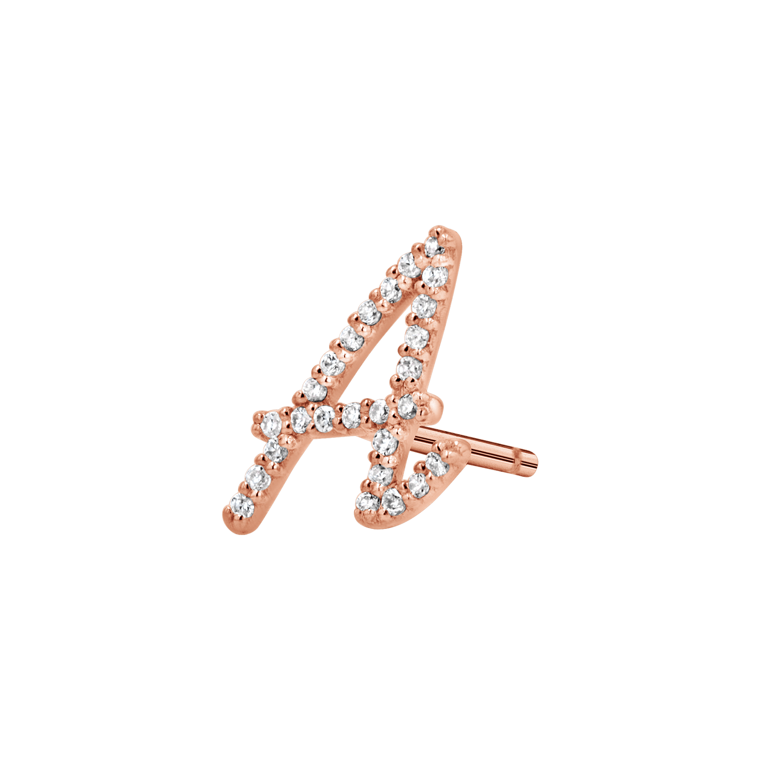 Diamond Pave Script Letter Stud - Lotus Diamond