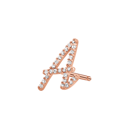 Diamond Pave Script Letter Stud - Lotus Diamond