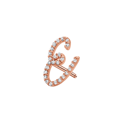 Diamond Pave Script Letter Stud - Lotus Diamond