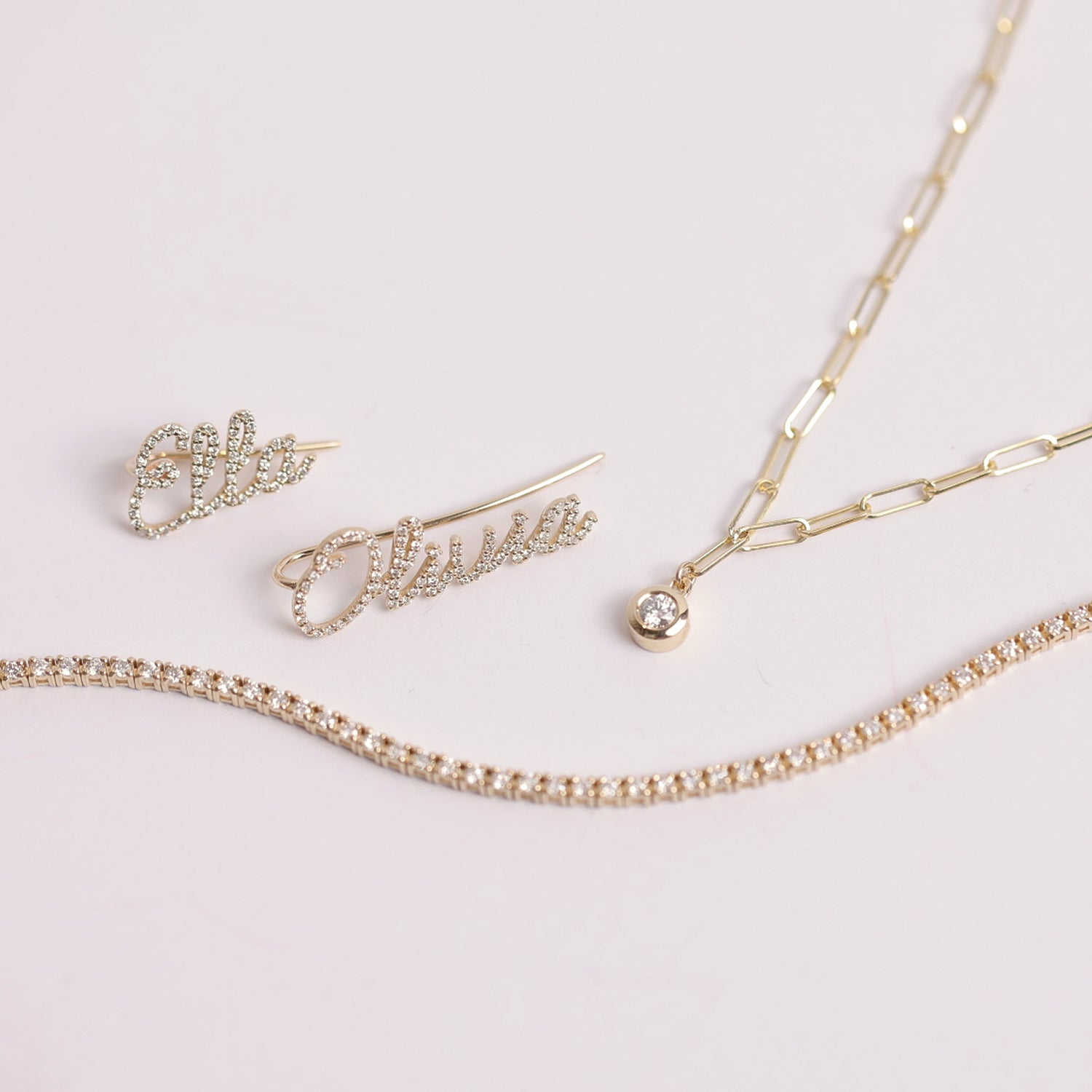 Diamond Personalized Name Ear Crawler - Lotus Diamond