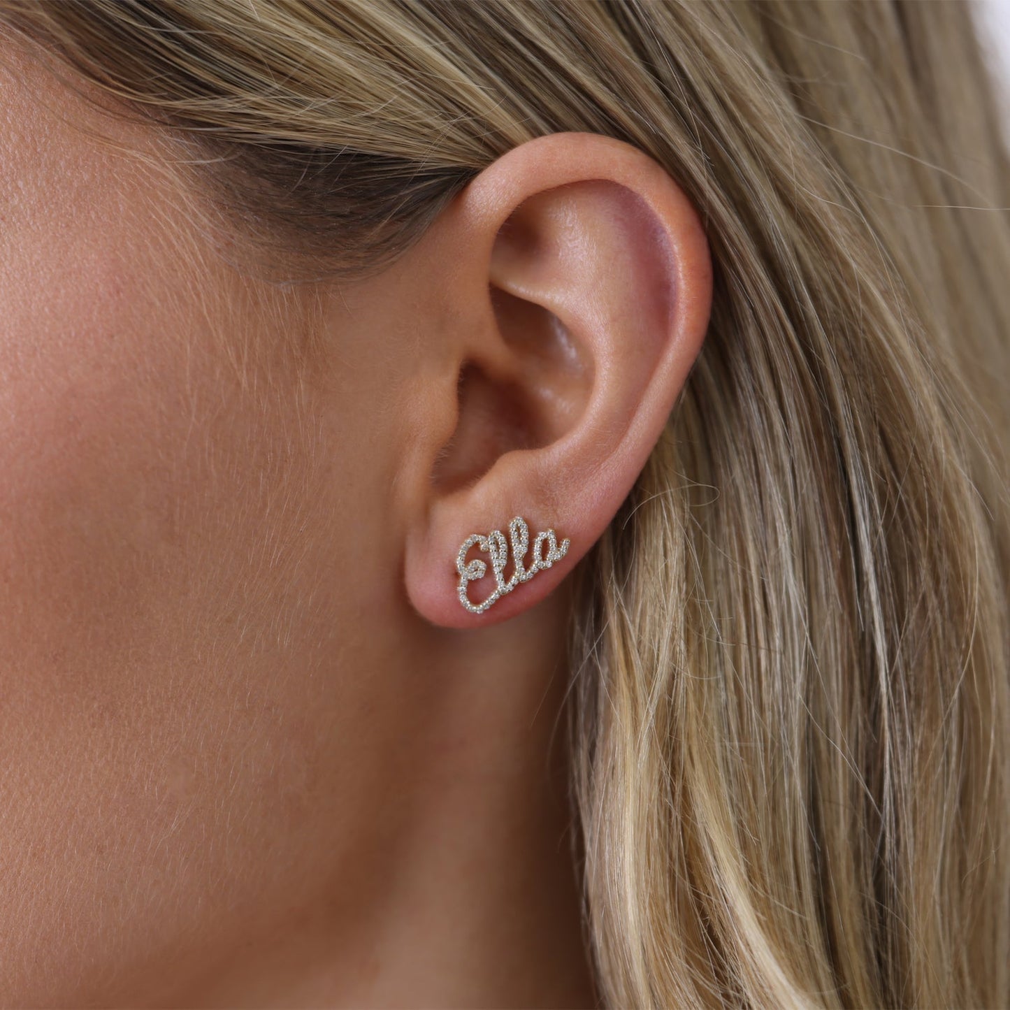 Diamond Personalized Name Ear Crawler - Lotus Diamond