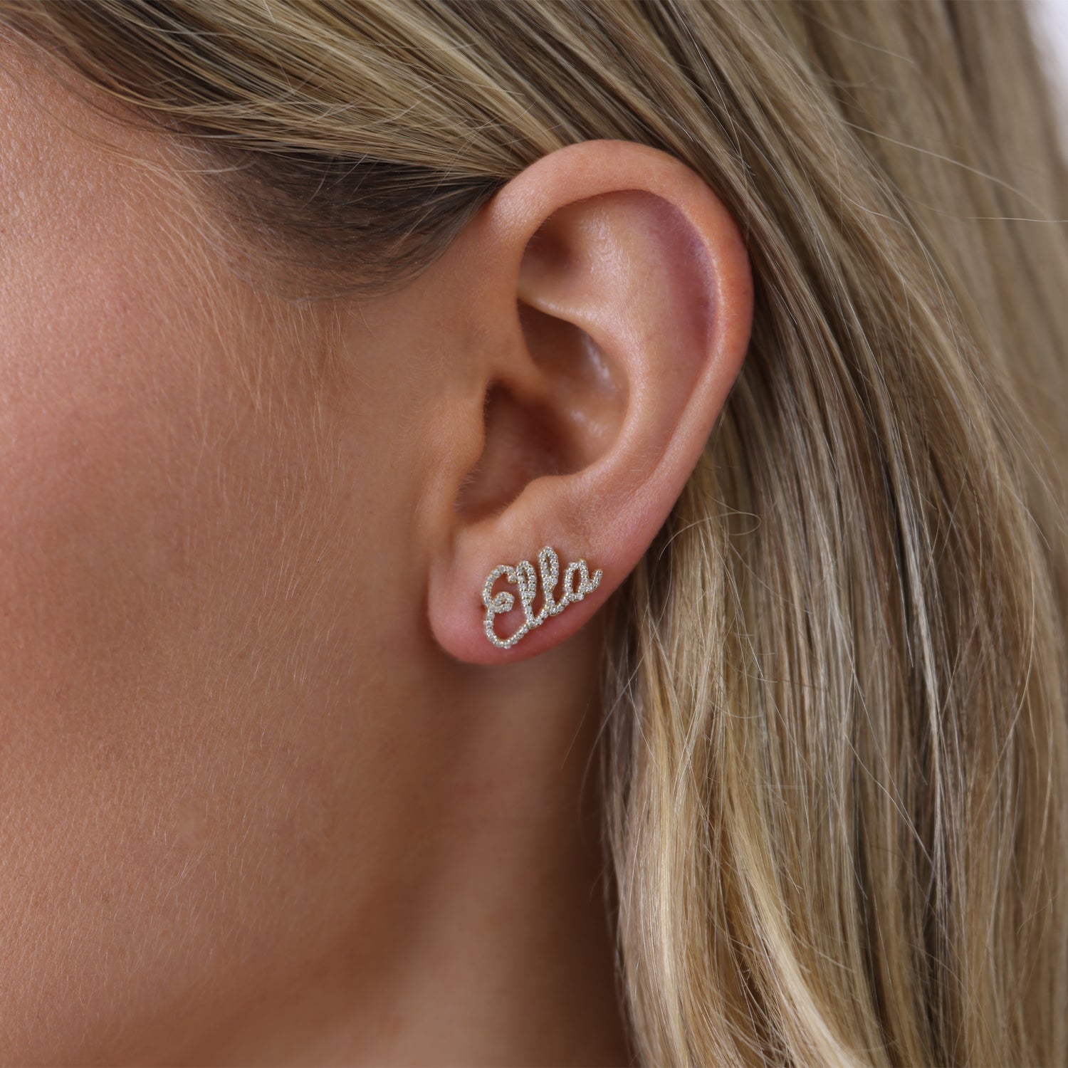 Diamond Personalized Name Ear Crawler - Lotus Diamond