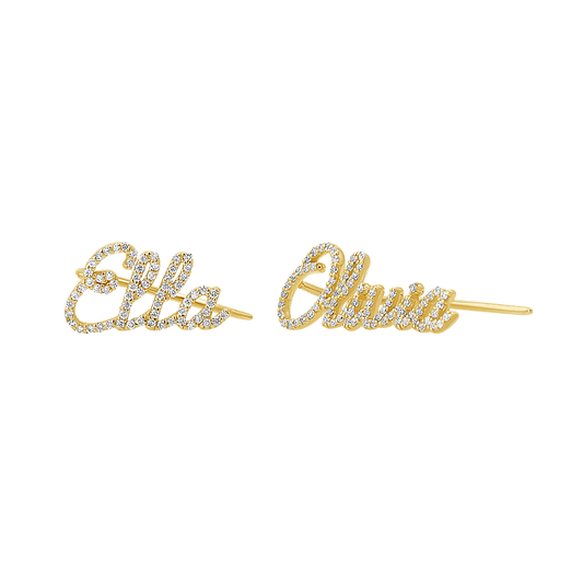 Diamond Personalized Name Ear Crawler - Lotus Diamond