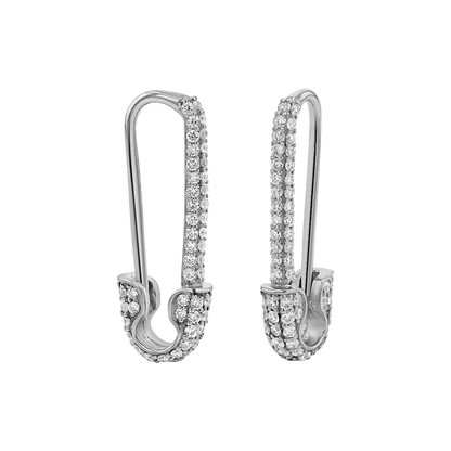 Diamond Safety Pin Earrings - Lotus Diamond