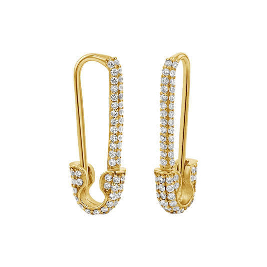 Diamond Safety Pin Earrings - Lotus Diamond