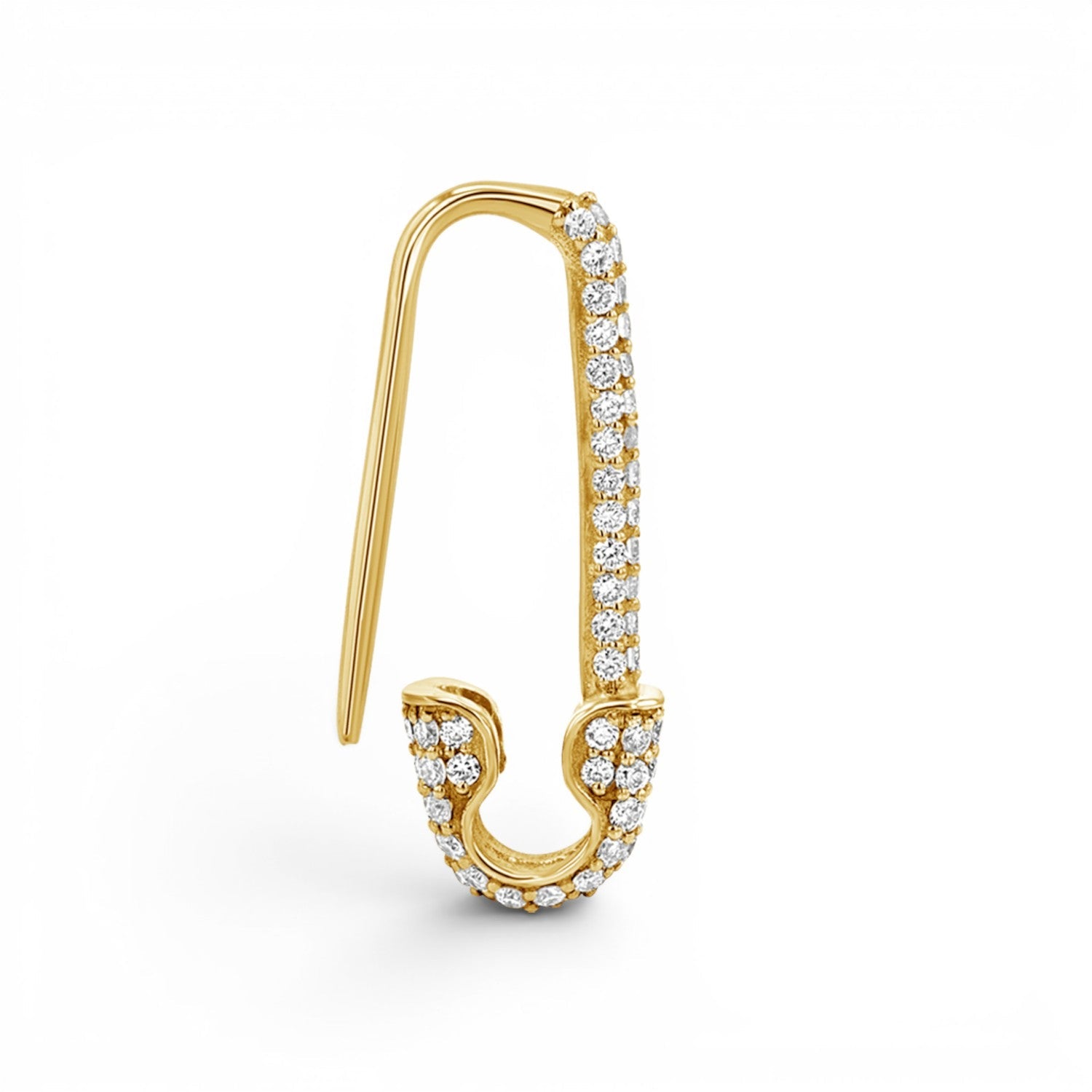 Diamond Safety Pin Earrings - Lotus Diamond