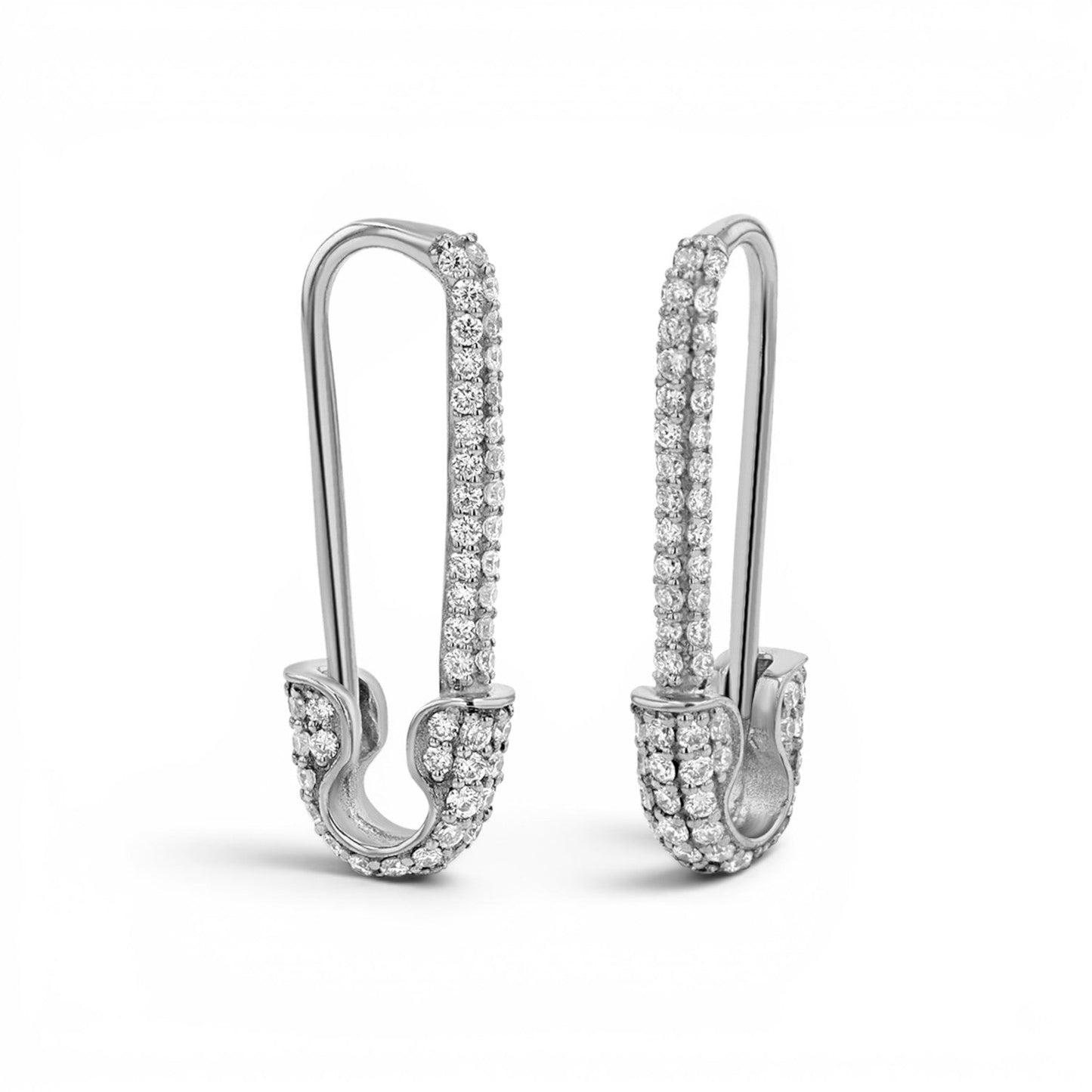 Diamond Safety Pin Earrings - Lotus Diamond