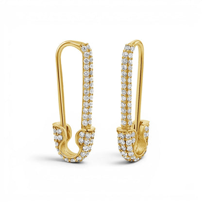 Diamond Safety Pin Earrings - Lotus Diamond