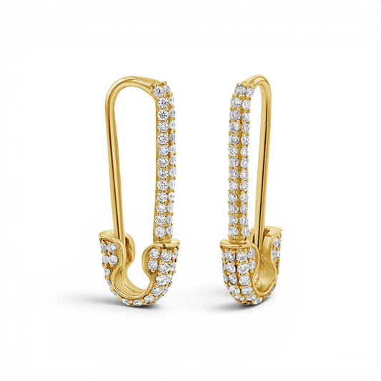Diamond Safety Pin Earrings - Lotus Diamond