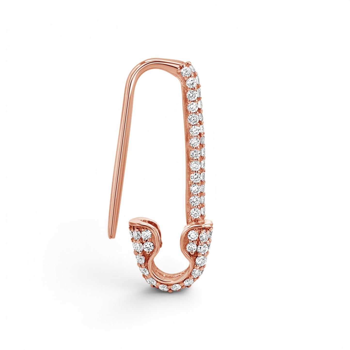 Diamond Safety Pin Earrings - Lotus Diamond