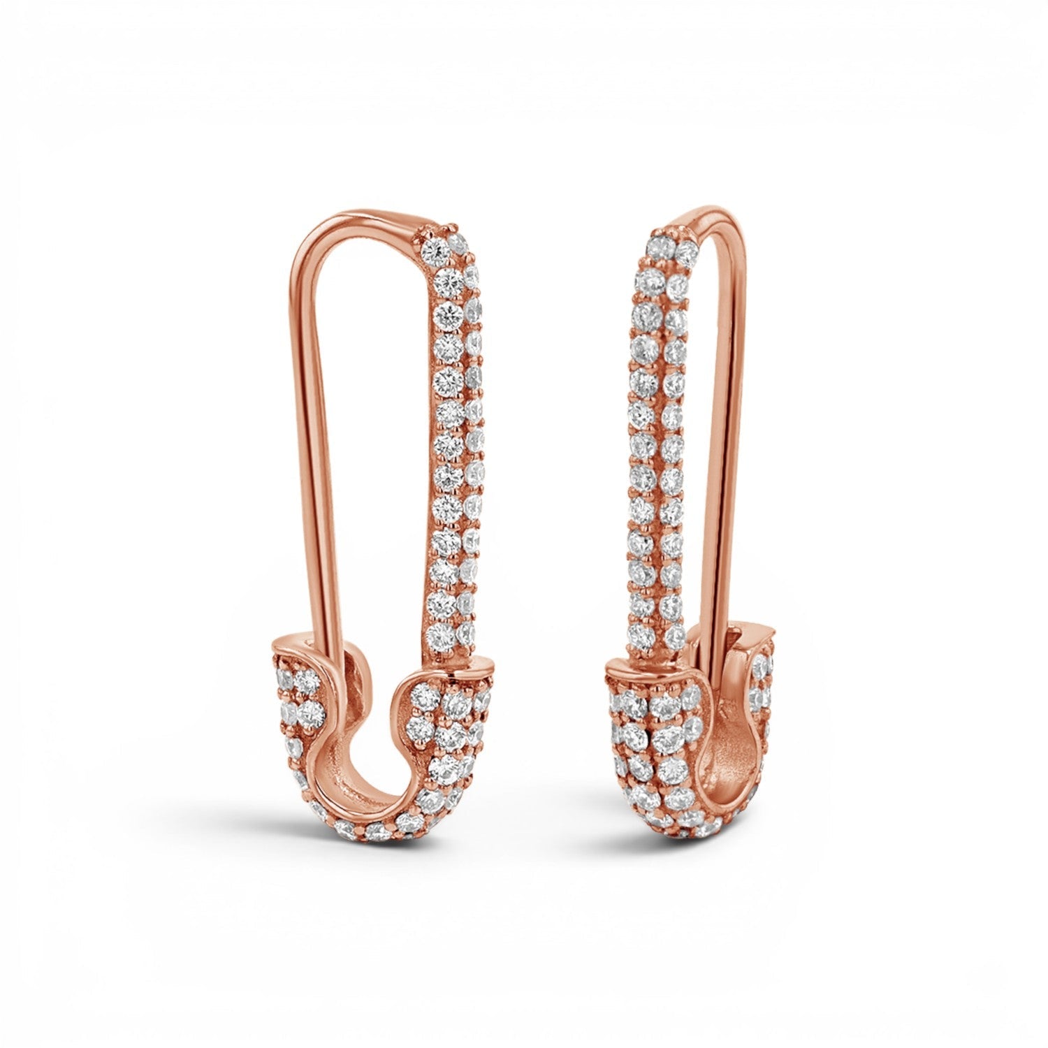 Diamond Safety Pin Earrings - Lotus Diamond