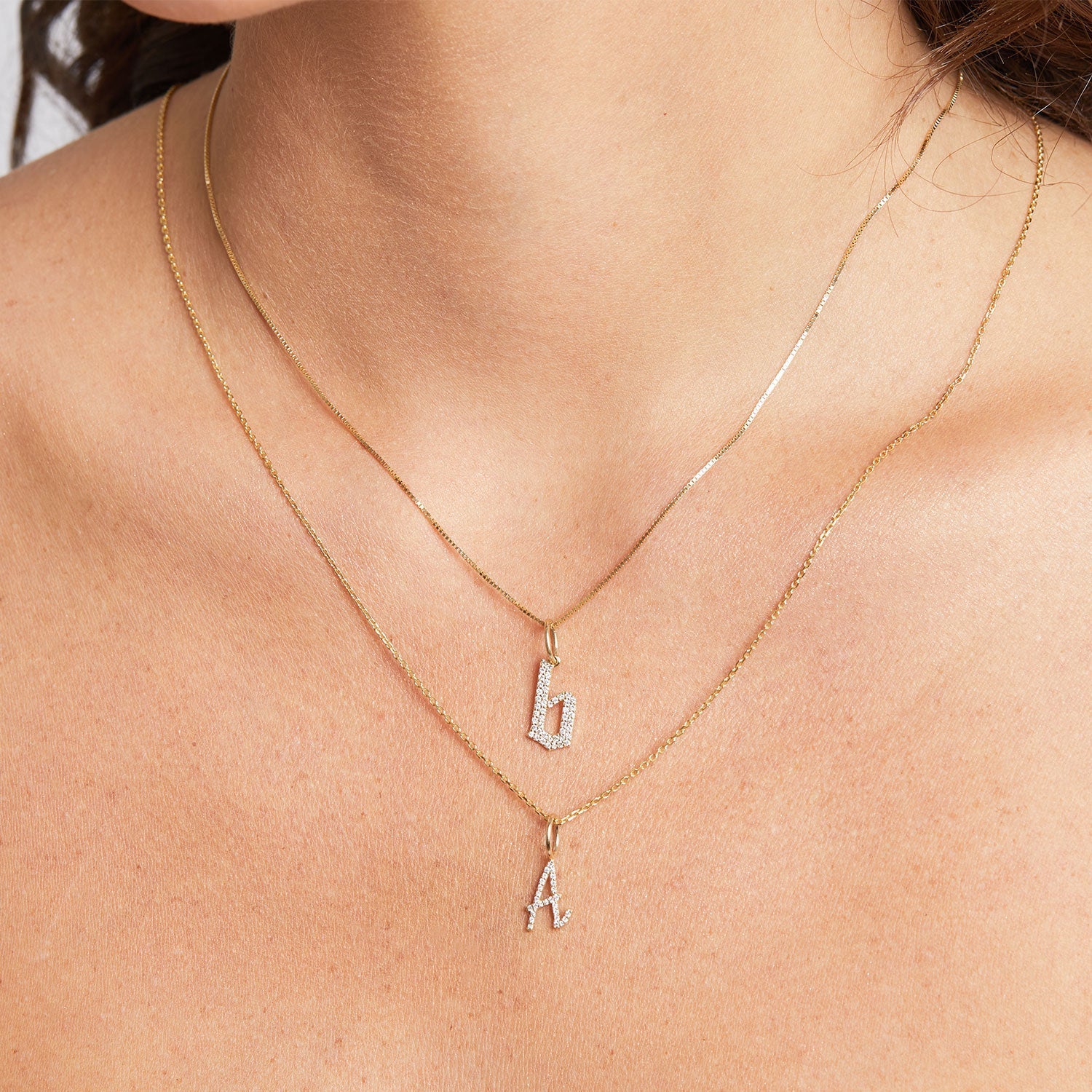 Diamond Script Letter Charm - Lotus Diamond