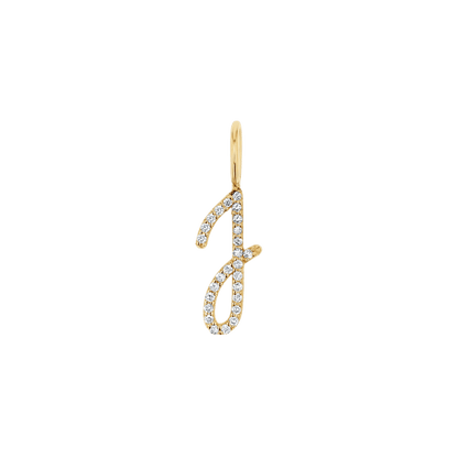 Diamond Script Letter Charm - Lotus Diamond