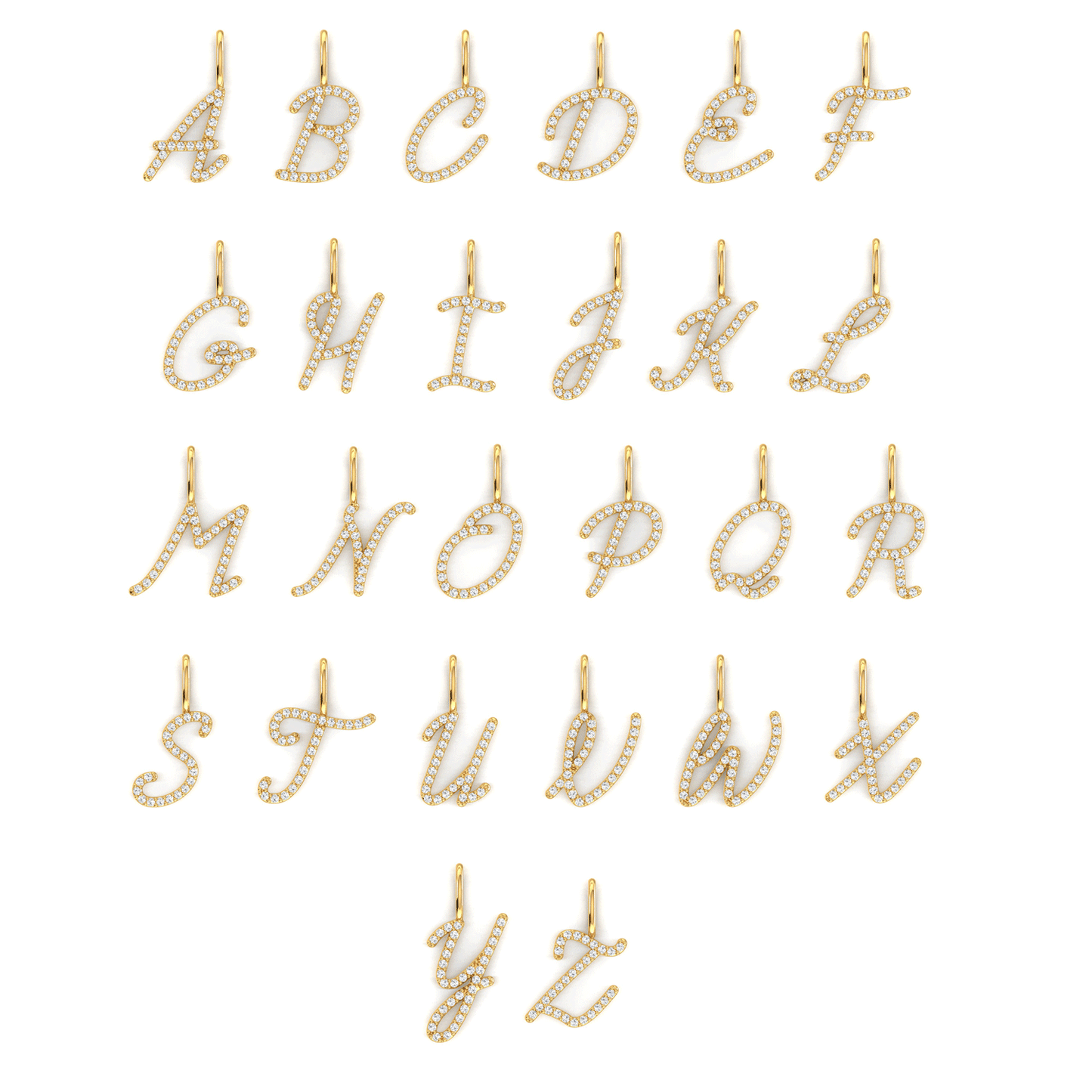 Diamond Script Letter Charm - Lotus Diamond