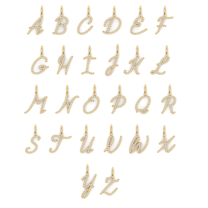 Diamond Script Letter Charm - Lotus Diamond