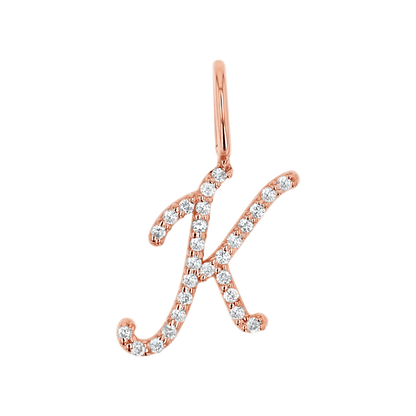 Diamond Script Letter Charm - Lotus Diamond