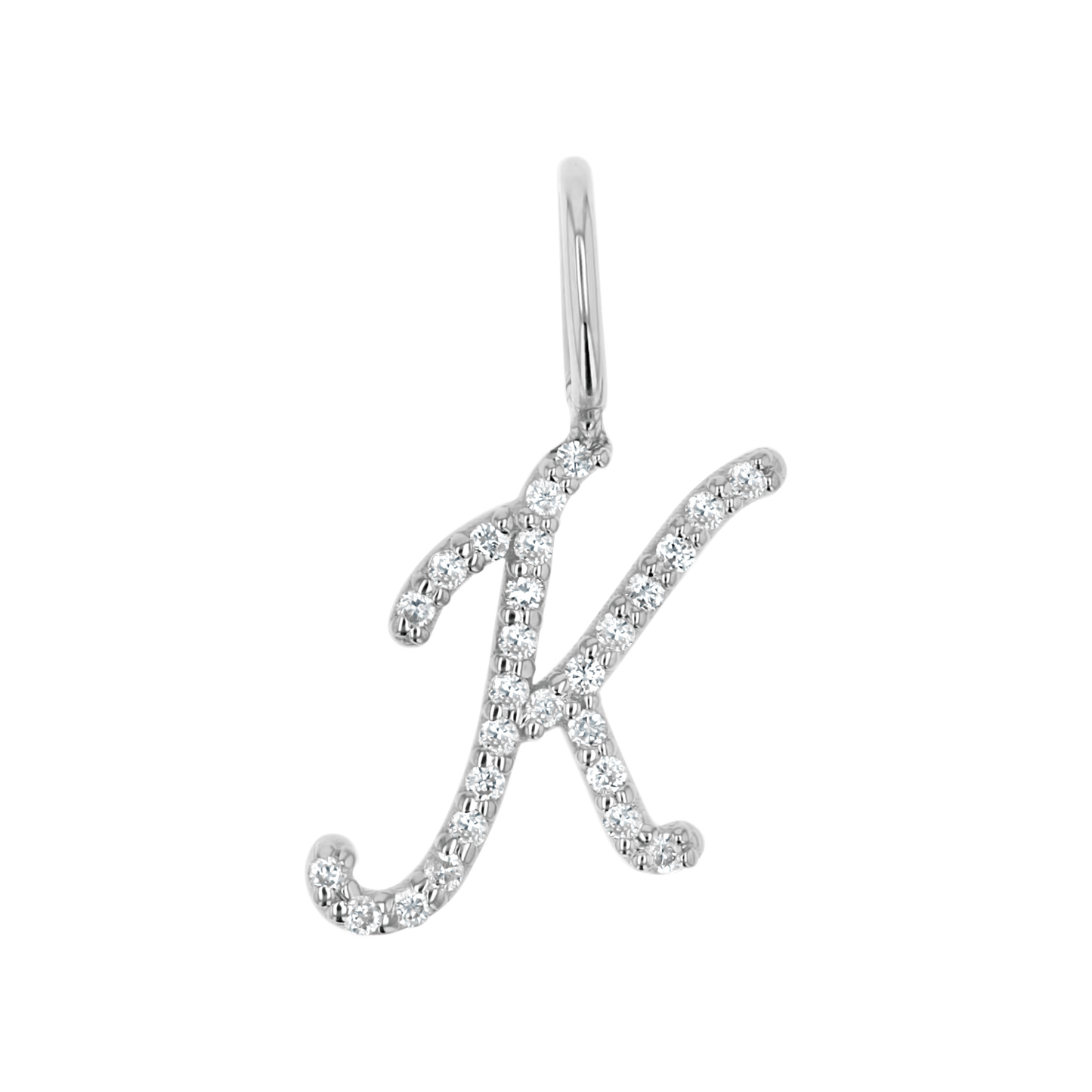 Diamond Script Letter Charm - Lotus Diamond