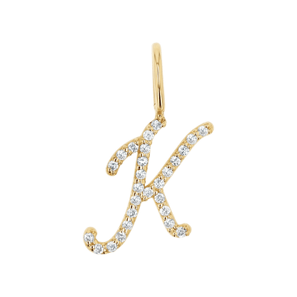 Diamond Script Letter Charm - Lotus Diamond