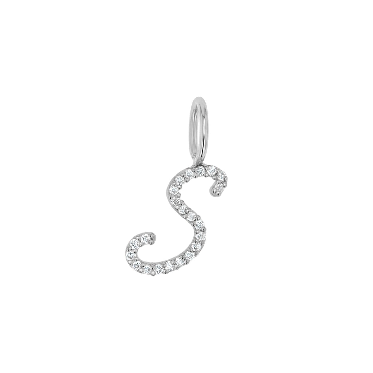 Diamond Script Letter Charm - Lotus Diamond
