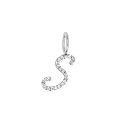 Diamond Script Letter Charm - Lotus Diamond