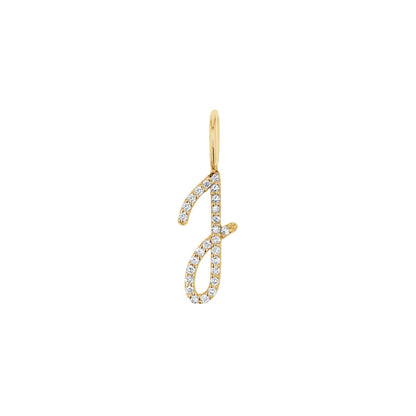 Diamond Script Letter Charm - Lotus Diamond