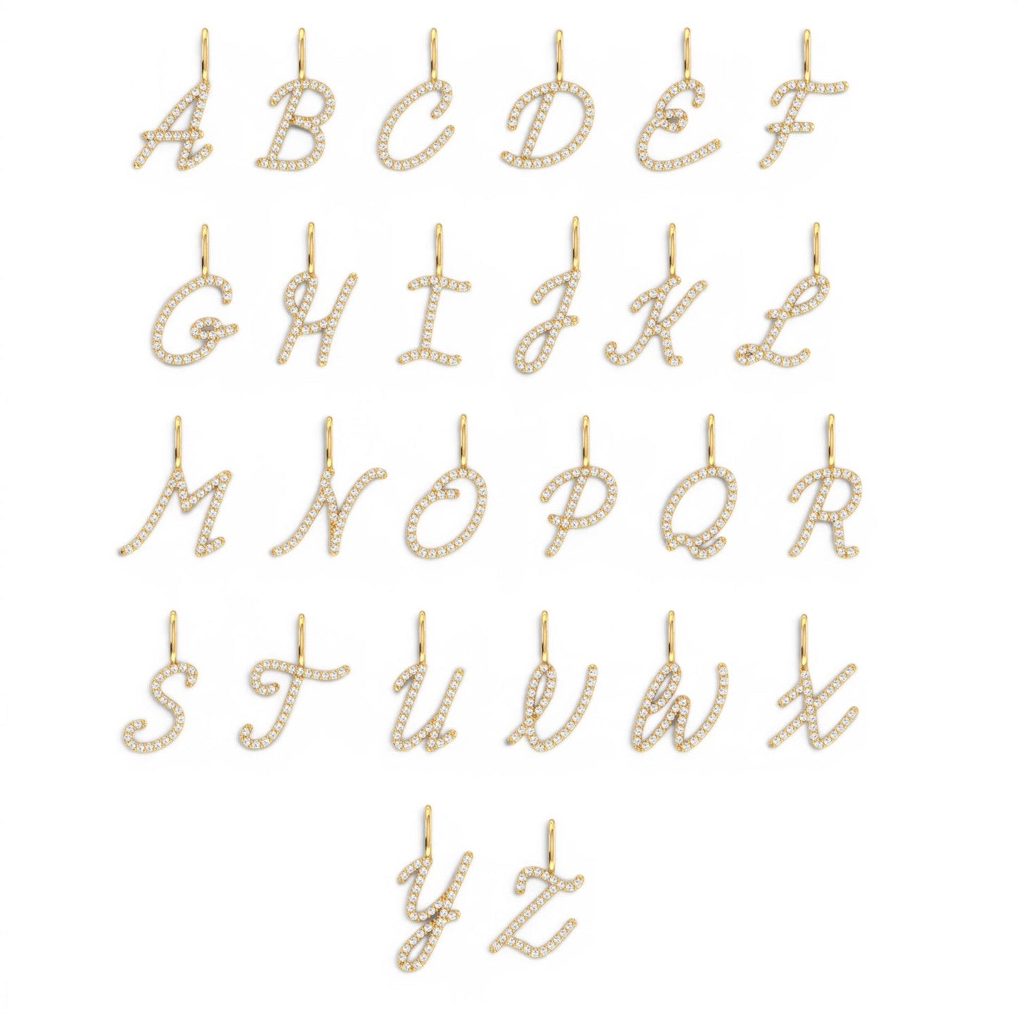 Diamond Script Letter Charm - Lotus Diamond
