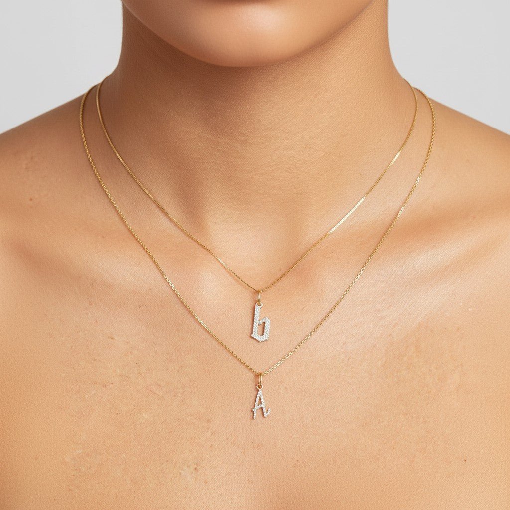 Diamond Script Letter Charm - Lotus Diamond