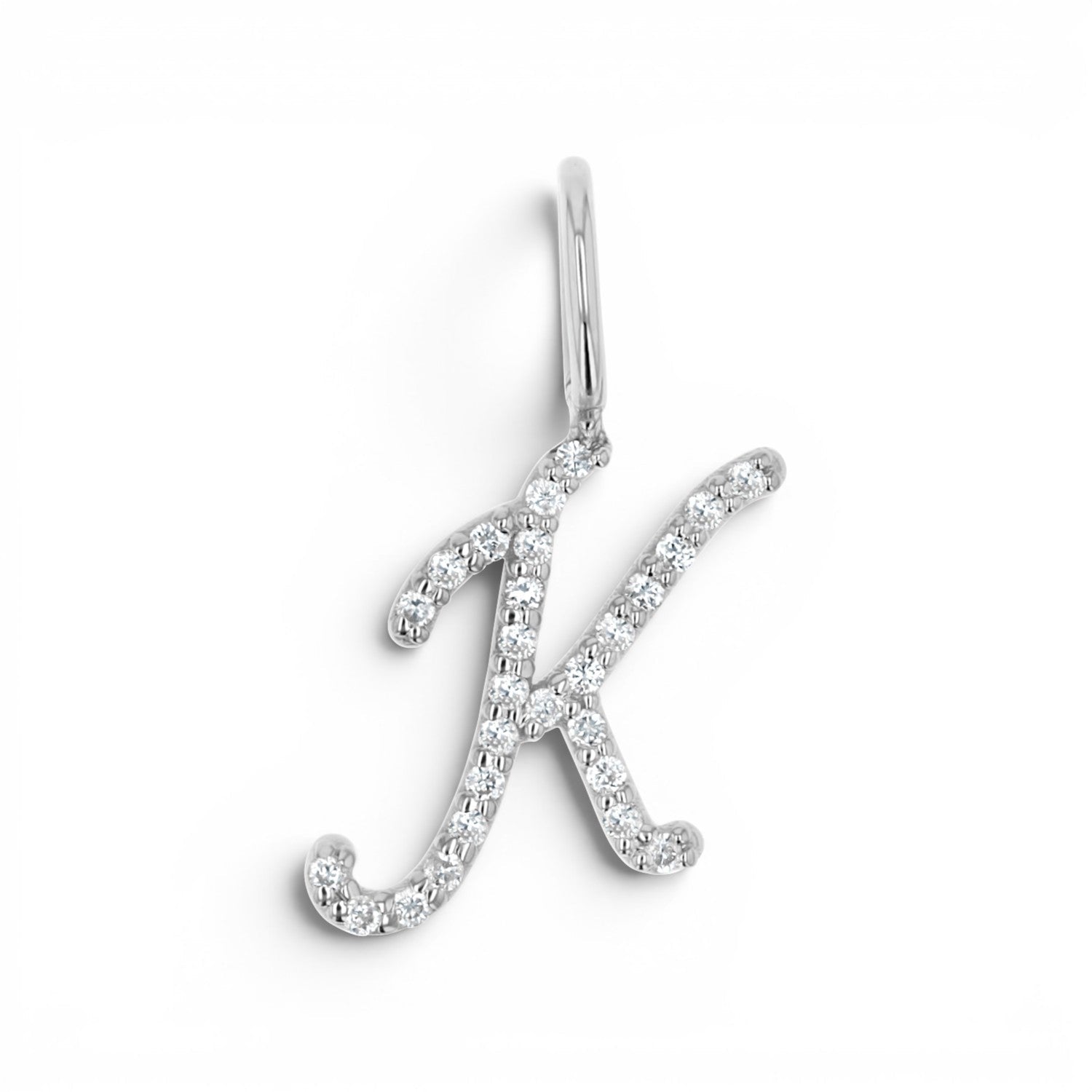 Diamond Script Letter Charm - Lotus Diamond