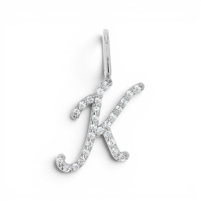 Diamond Script Letter Charm - Lotus Diamond