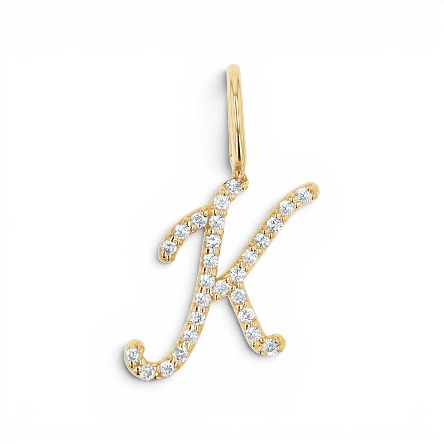 Diamond Script Letter Charm - Lotus Diamond