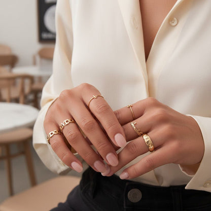 Diamond Signet Initial Letter Ring - Lotus Diamond