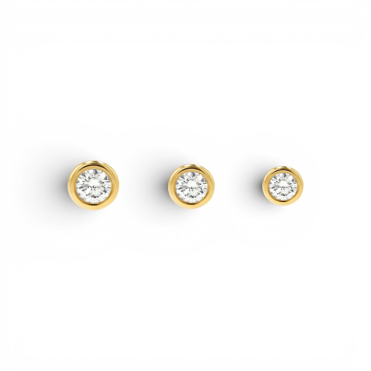 Diamond Solitaire Bezel Studs - Lotus Diamond