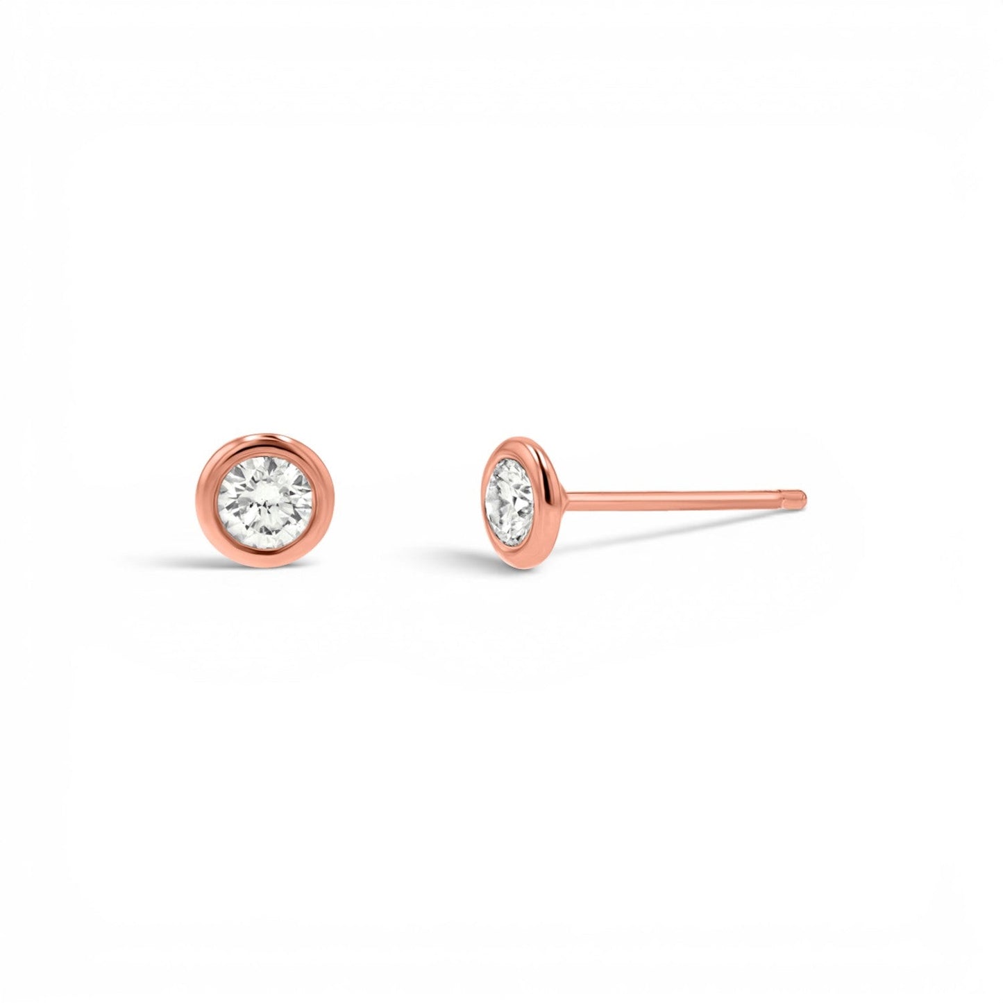 Diamond Solitaire Bezel Studs - Lotus Diamond