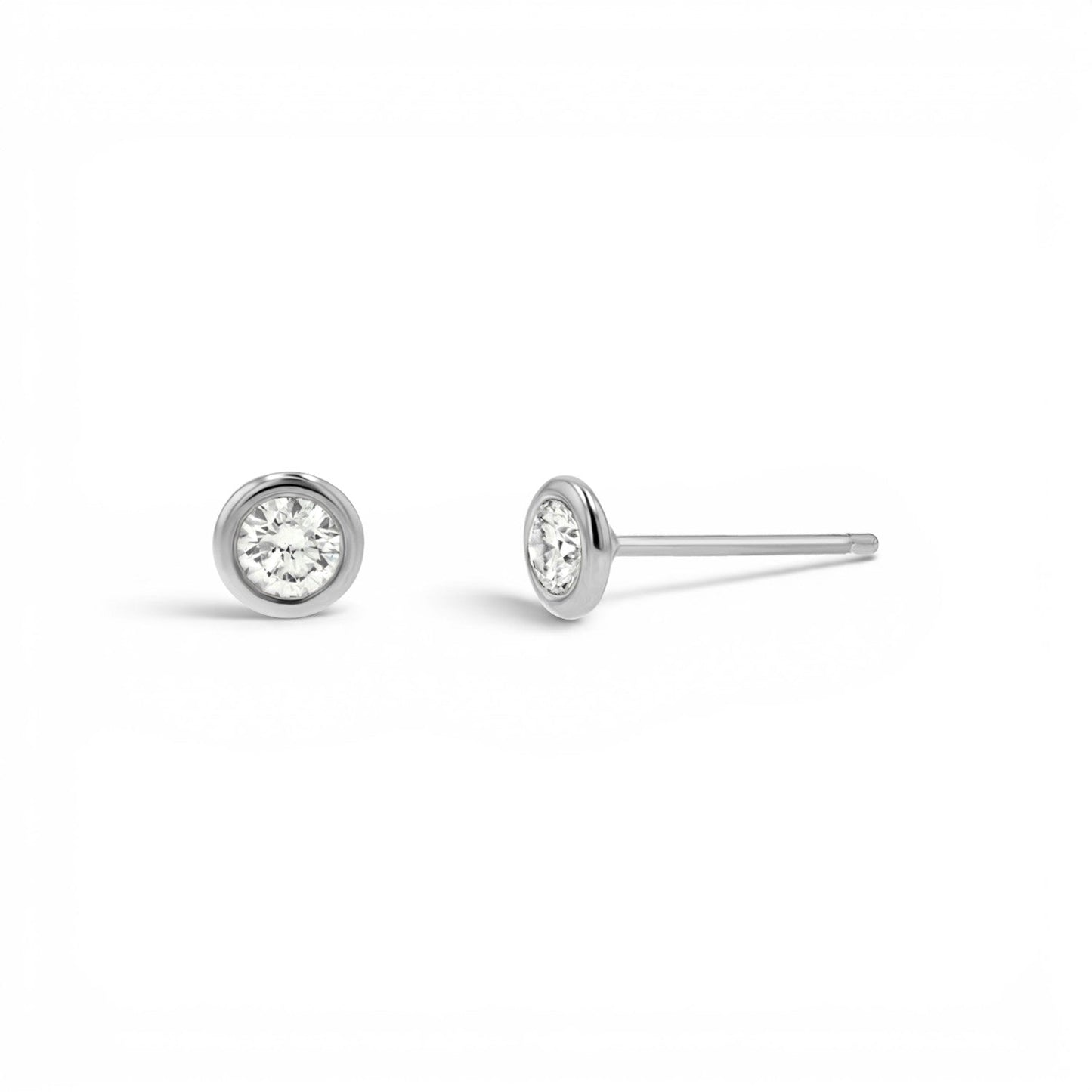 Diamond Solitaire Bezel Studs - Lotus Diamond
