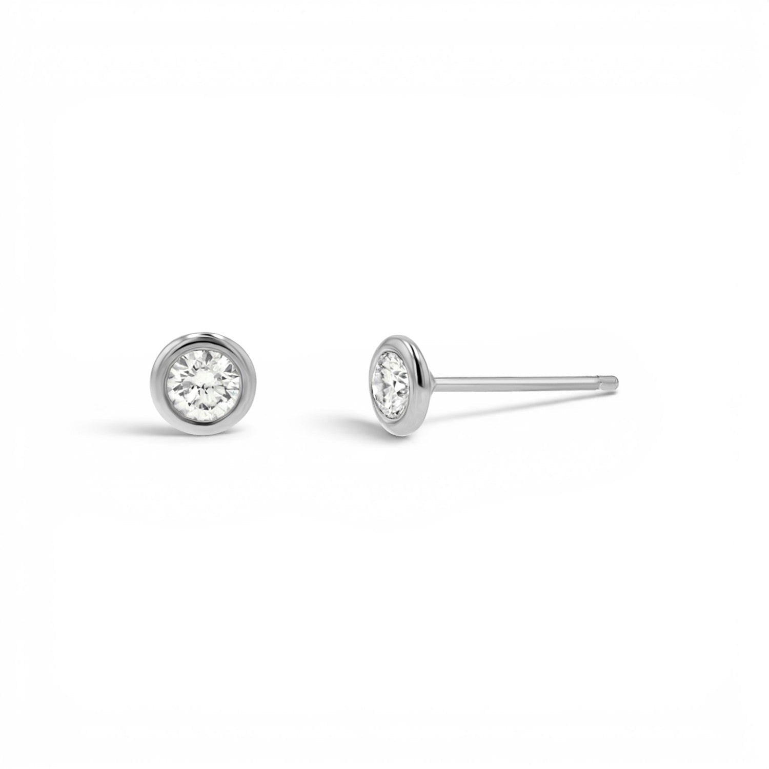 Diamond Solitaire Bezel Studs - Lotus Diamond