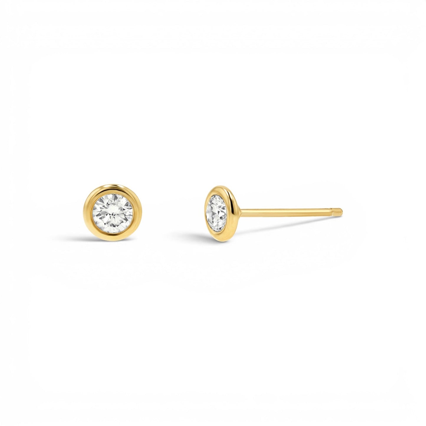 Diamond Solitaire Bezel Studs - Lotus Diamond