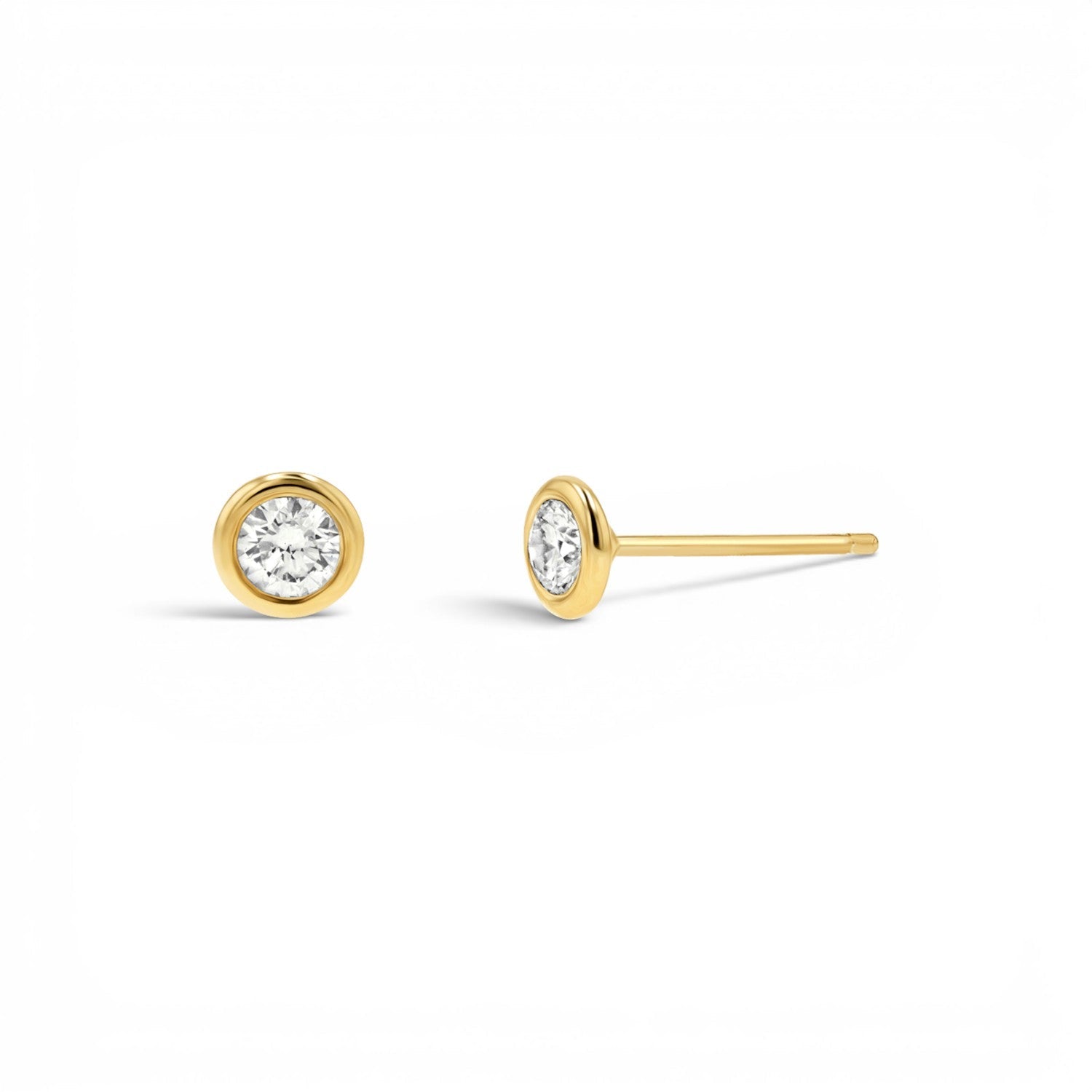 Diamond Solitaire Bezel Studs - Lotus Diamond