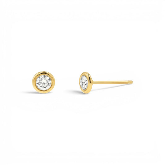 Diamond Solitaire Bezel Studs - Lotus Diamond