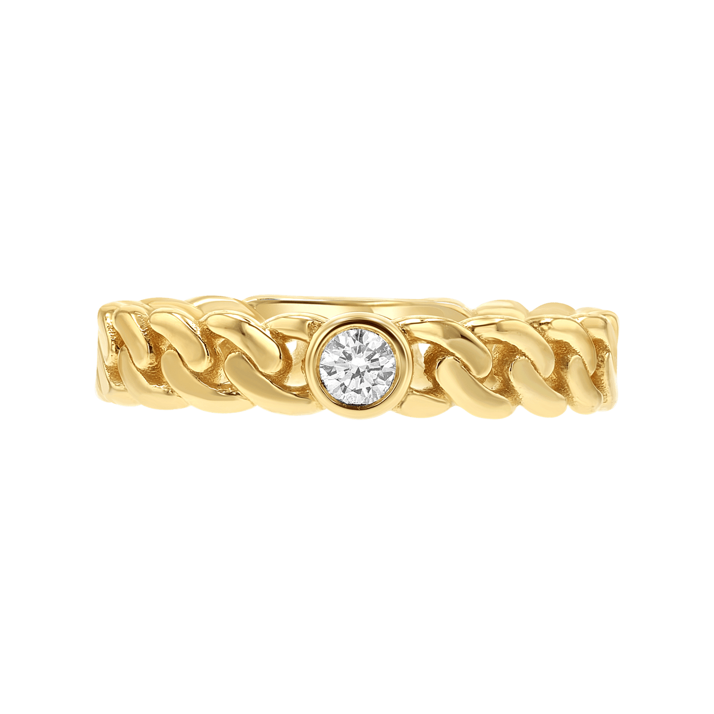 Diamond Solitaire Cuban Link Ring - Lotus Diamond