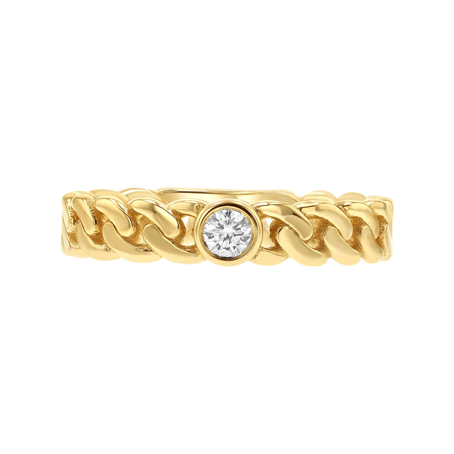 Diamond Solitaire Cuban Link Ring - Lotus Diamond