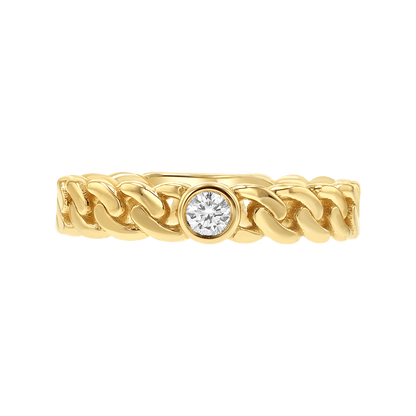 Diamond Solitaire Cuban Link Ring - Lotus Diamond