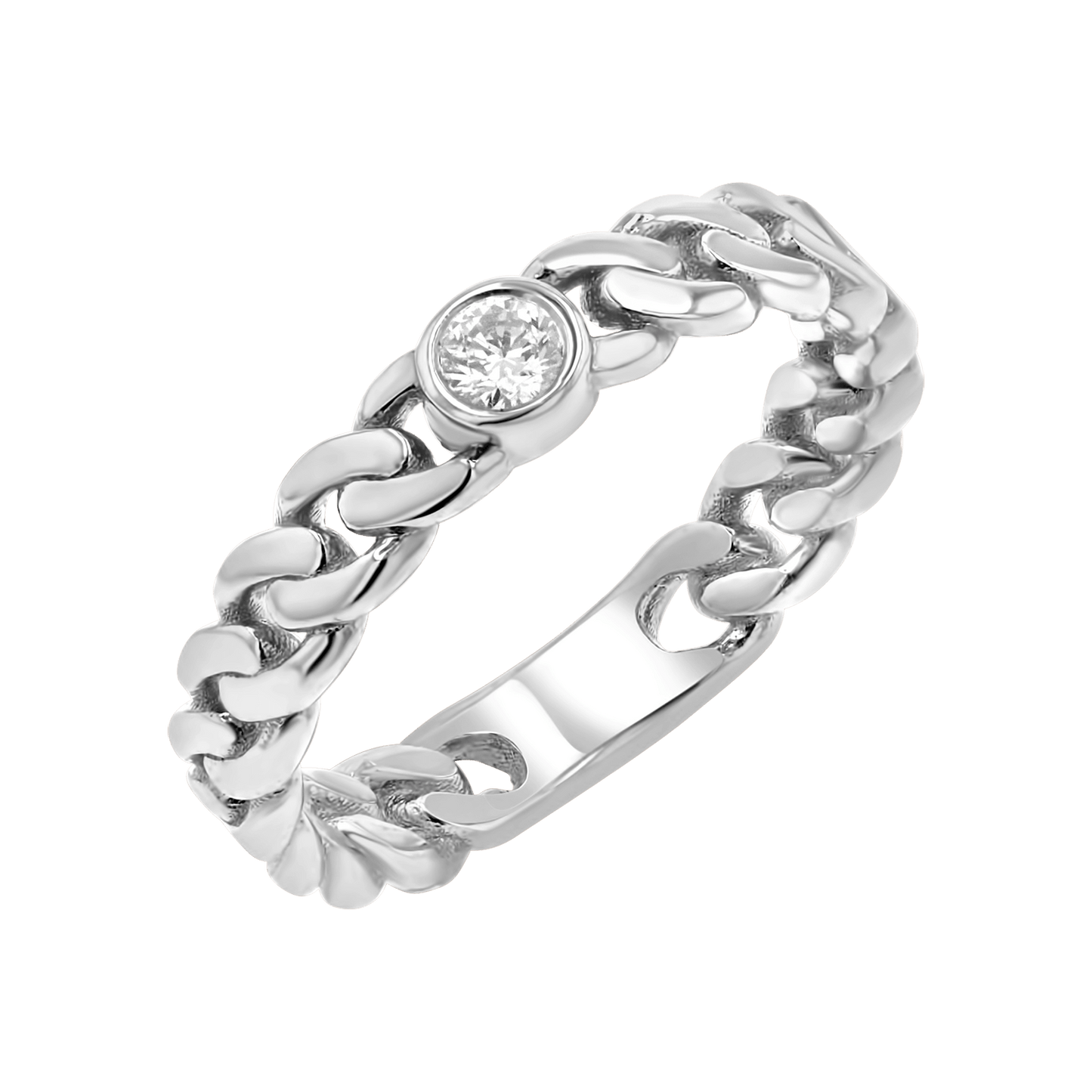 Diamond Solitaire Cuban Link Ring - Lotus Diamond
