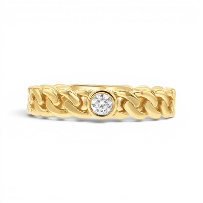 Diamond Solitaire Cuban Link Ring - Lotus Diamond