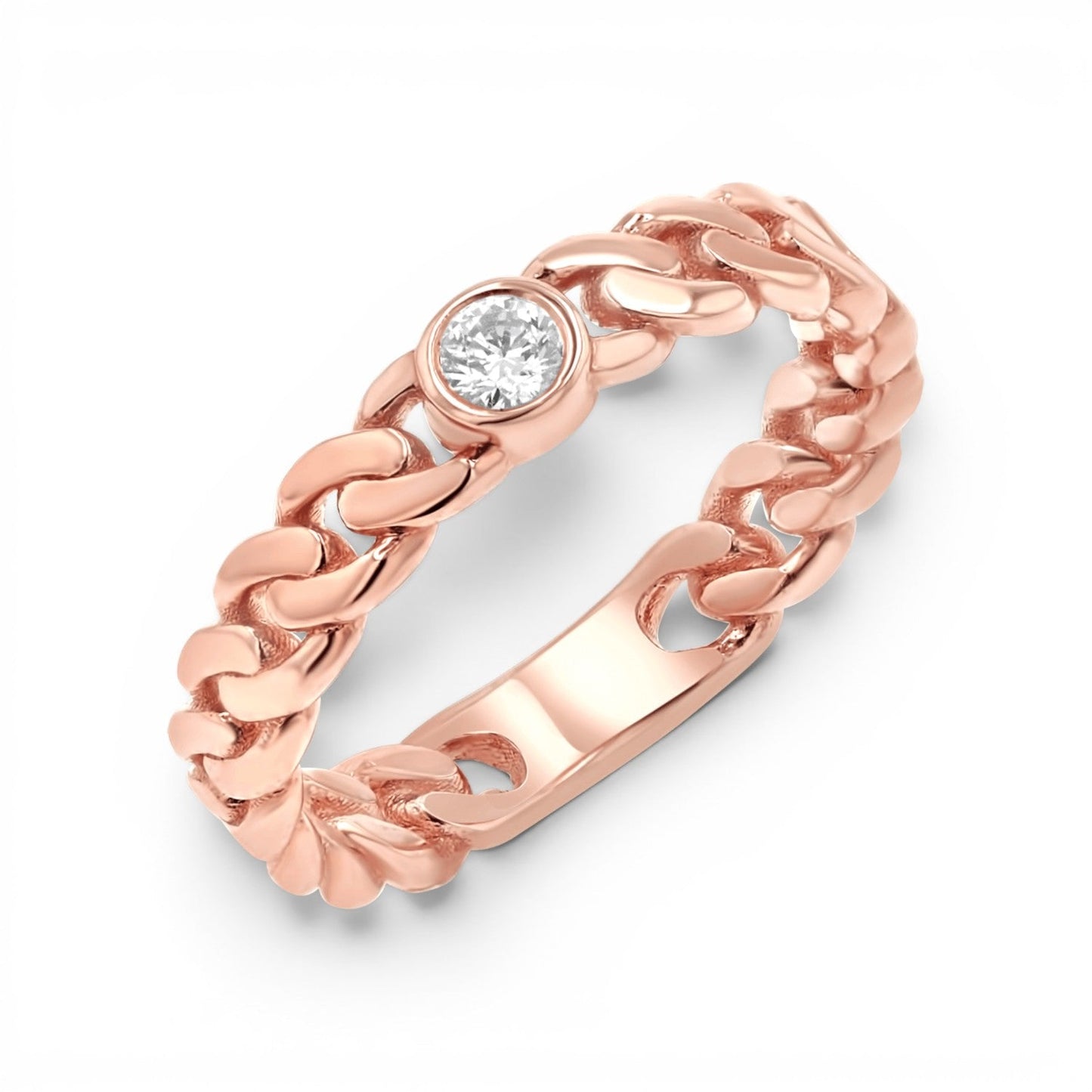 Diamond Solitaire Cuban Link Ring - Lotus Diamond