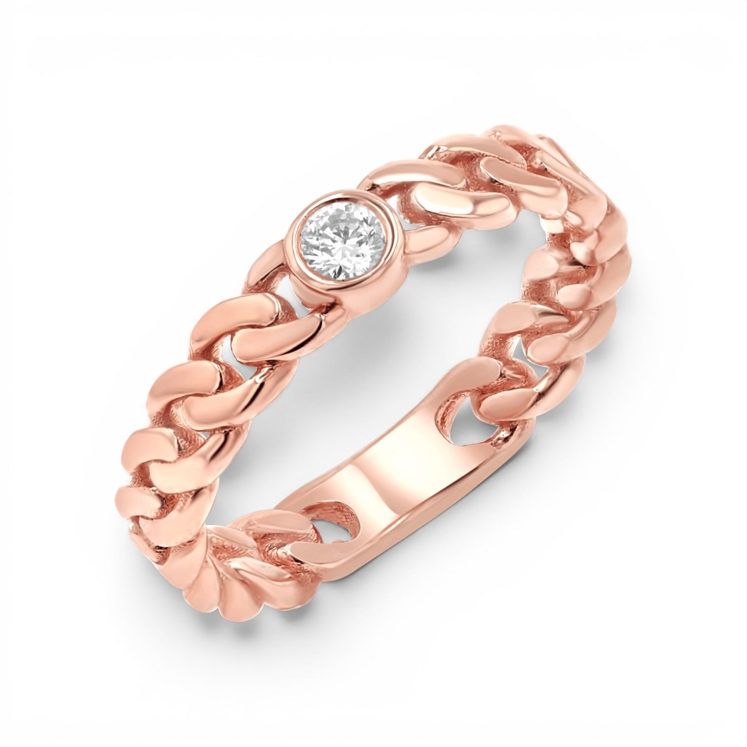 Diamond Solitaire Cuban Link Ring - Lotus Diamond
