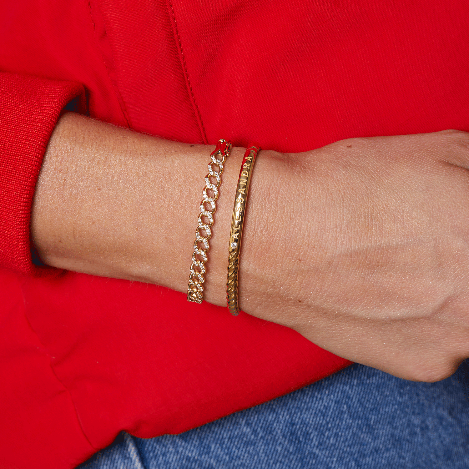 Diamond Solitaire Engravable Twist Name Cuff - Lotus Diamond