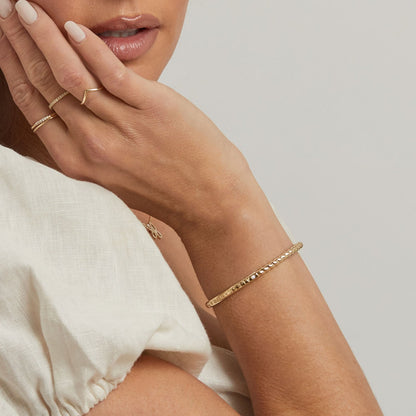Diamond Solitaire Engravable Twist Name Cuff - Lotus Diamond