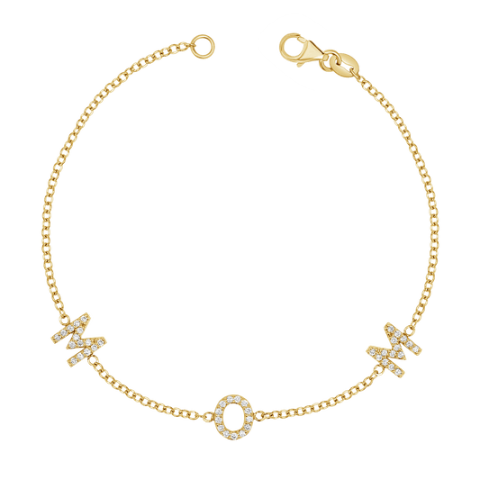 Diamond Spaced MOM Bracelet - Lotus Diamond